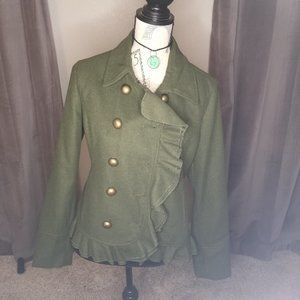 Coffee Shop - Olive Green Ruffle Jacket